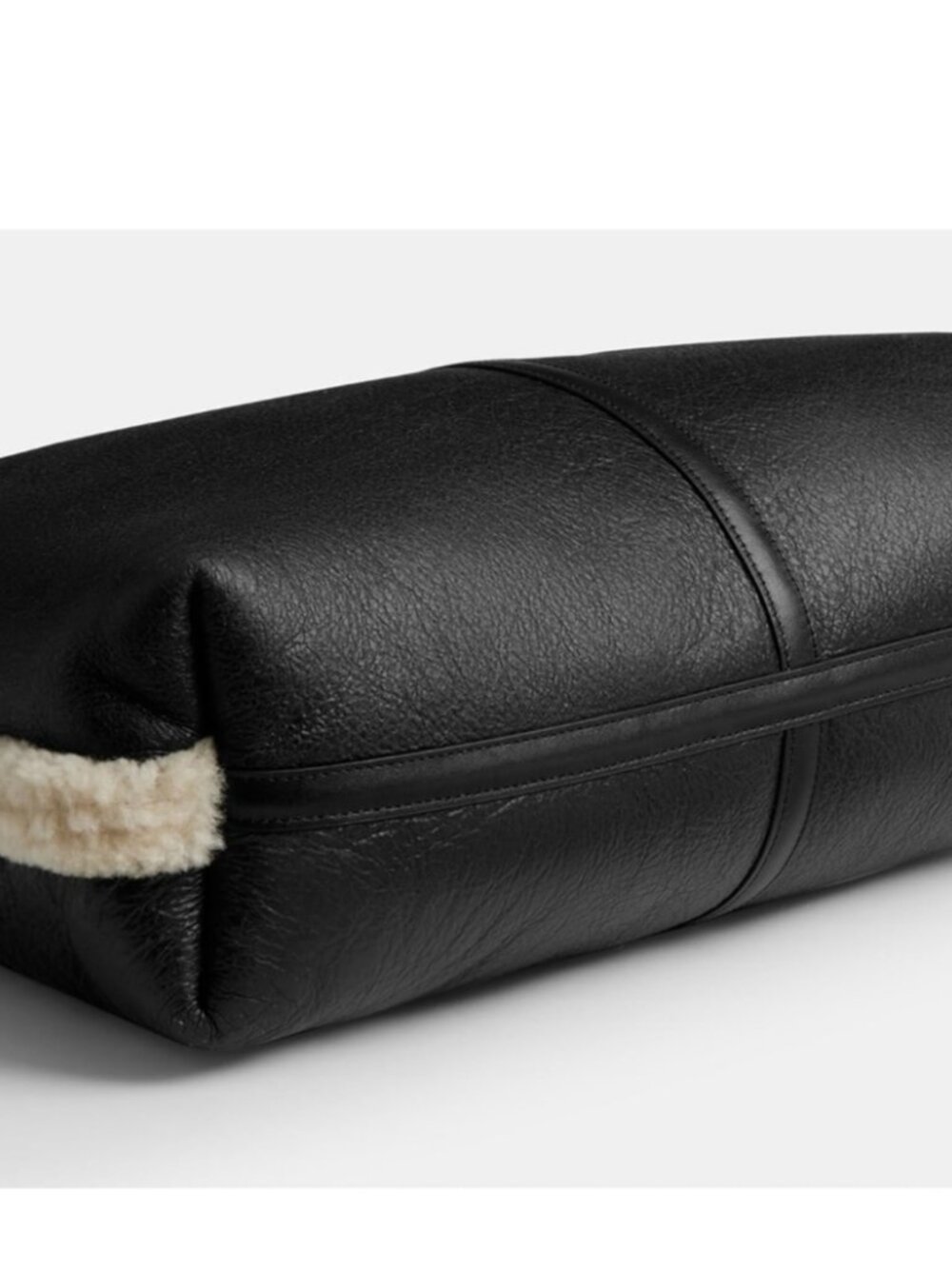 Coach Brooklyn Large 39cm Leather & Shearling Hobo Shoulder Bag in Black, NWT - Picture 4 of 7